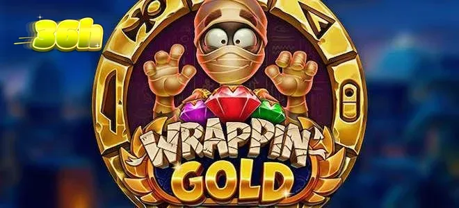 Cena vibrante do jogo Wrappin Gold com o faraó Khufu e elementos egípcios